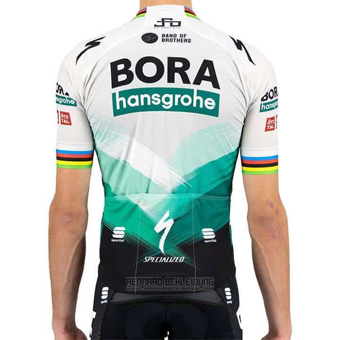 2021 Fahrradbekleidung Bora Champion Wei Grun Trikot Kurzarm und Tragerhose